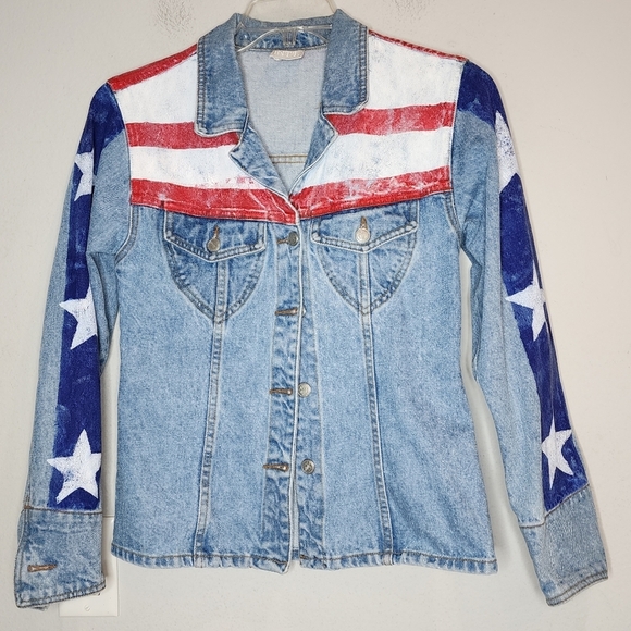 Moda Int'l Star stripes painted denim jacket marvel dr strange size small - Picture 16 of 16